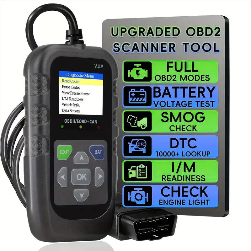 Power Supply Tester - V119 OBD2 Tarayıcı Kod Okuyucu USB