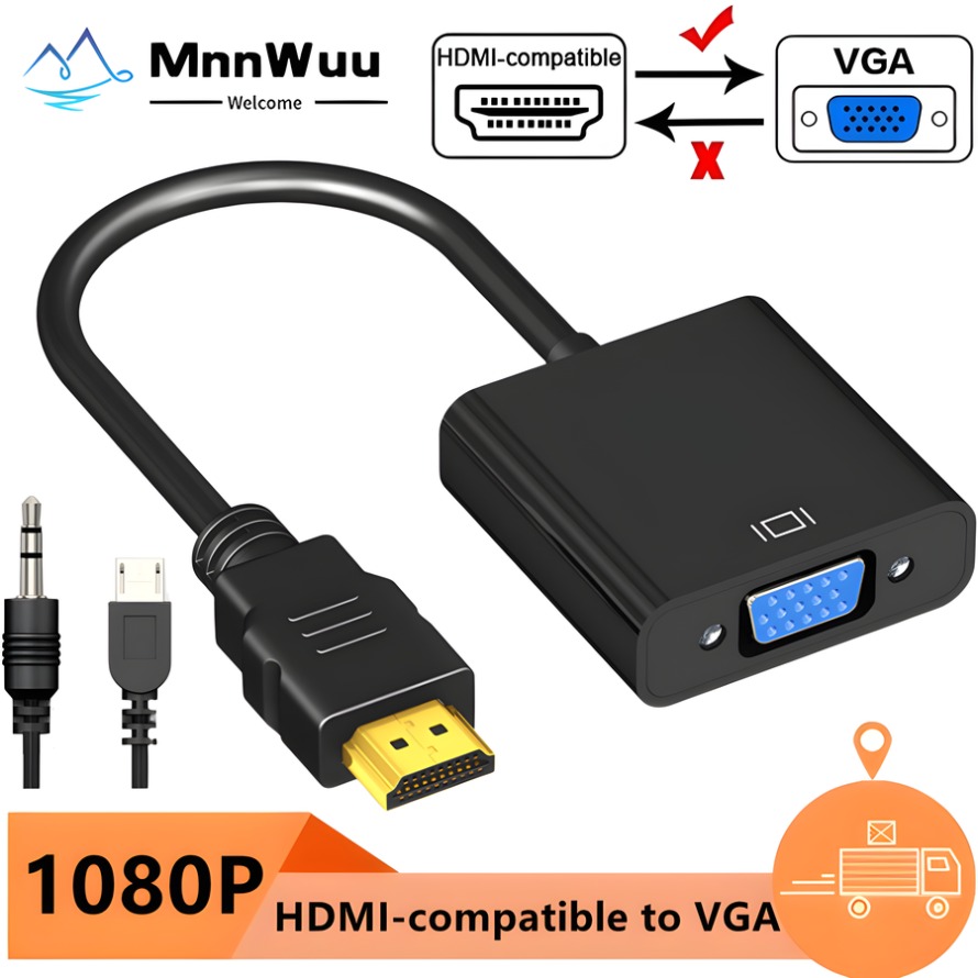 Pc Power Supply - 1080P HDMI - VGA Adaptör Dönüştürücü,