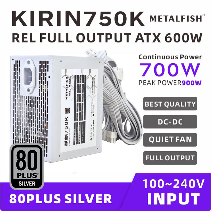 Power Supply 650W - METALFISH KIRIN750K Beyaz Kasa Güç Kaynağı